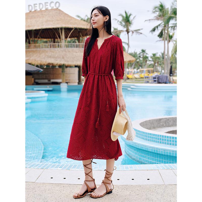 

JOOZE Anna Collection Women s Bohemian Embroidered Cotton Dress L