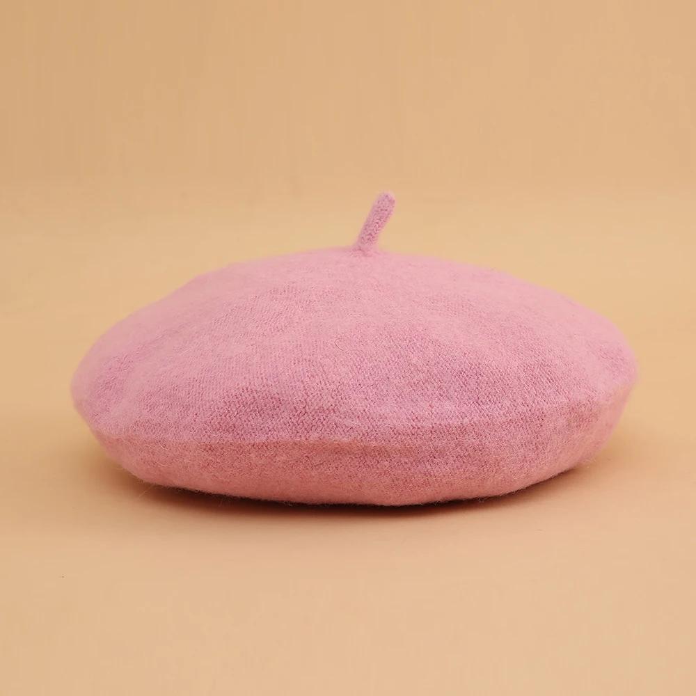 Beret Women's Fashion Retro Casual Wool Beret Artist Hat Wool Versatile Knitted Round Top Bud Hat Warm Hat