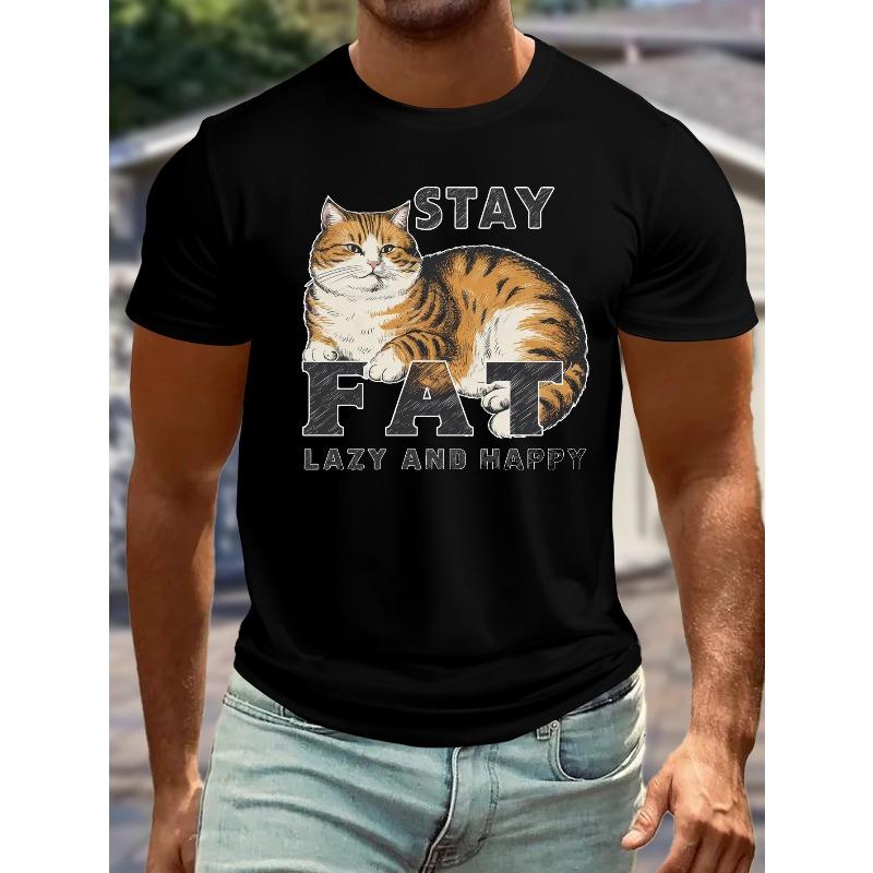 

European sizes Men s Big & Tall Summer T-Shirt - STAY Graphic Print Funny Body Positivity Tee, Casual Round Neck Short Sleeve Shirt for Men 2XL чёрный