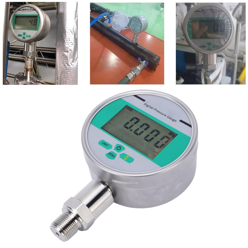 Digital Pressure Gauge 0-1.6MPa Range 4 Inch M20x1.5 Thread Backlit LCD Display Pressure Gauge for Water Oil