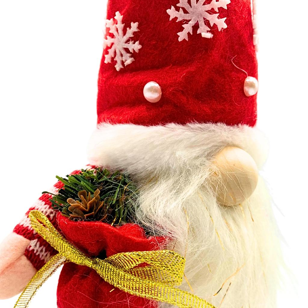 Christmas Gnome Decorative Leprechaun With Beard And Gift Bag 28 Cm
