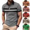 New Men's Casual Polo Shirt Lapel Striped Button Down Business Digital Printing Versatile Tops