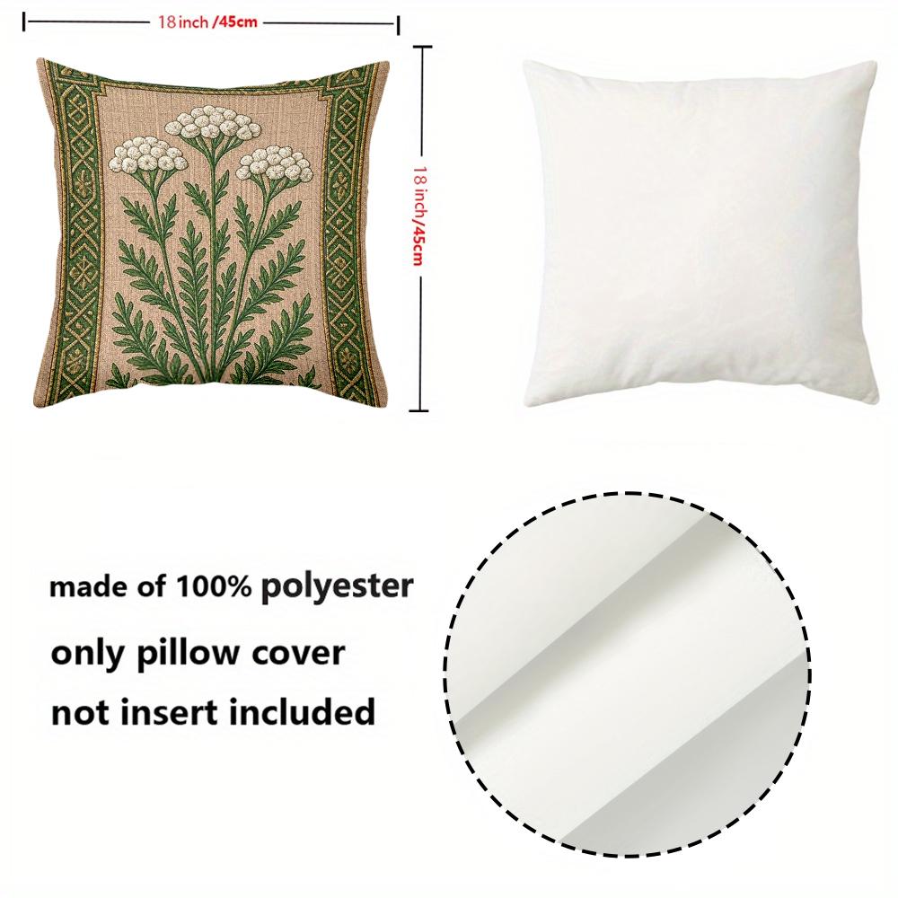 1 Stück - 2D Flachdruck Gesticktes Blumenmuster Dekokissen Polyester Kissenbezug Sofa Dekorative Kissenhülle