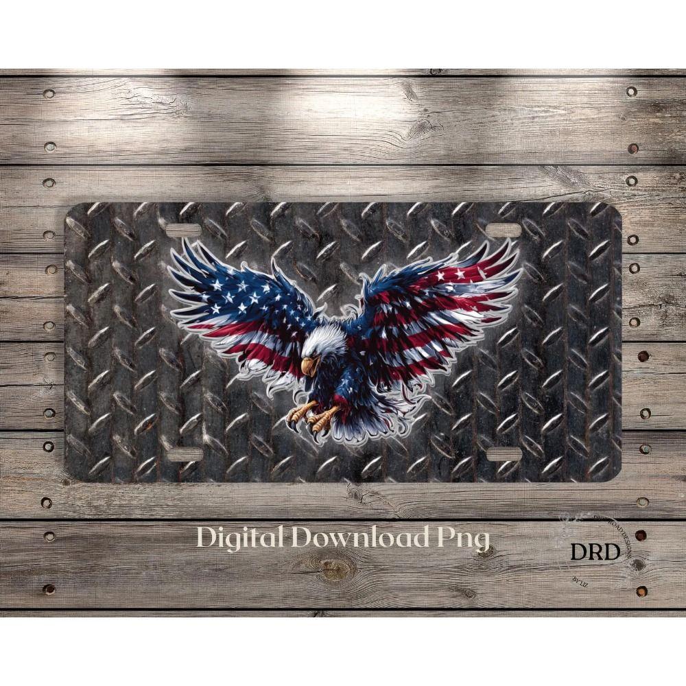 Vintage Metal Tin Sign American Eagle Wings Flag Texture Wall Art Home Decor 30x15cm