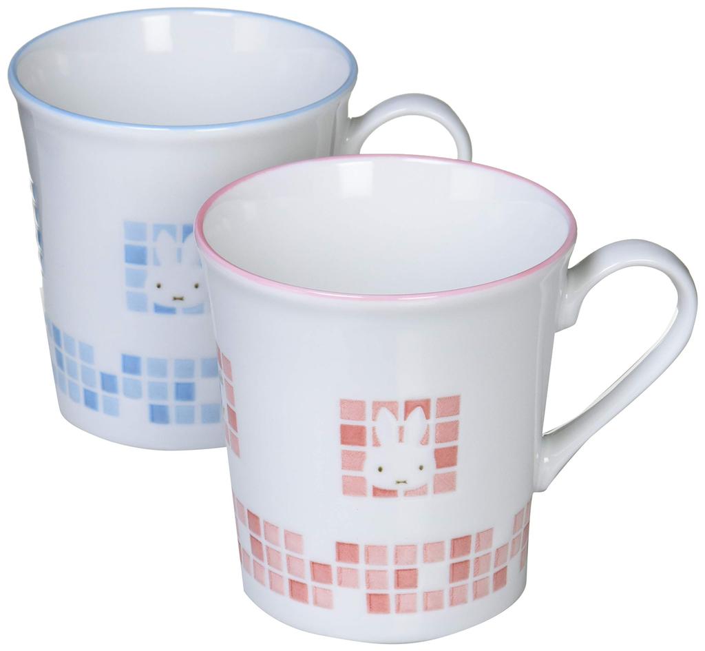 Dick Bruna Mosaic Miffy Pair Mug 260ml Blue Pink 278760 "Miffy Art" (Gift Boxed) &