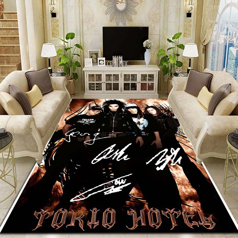 Tokio Hotel Rock Band Area Flannel Rug 3D Print Bill Tom Kaulitz Non Slip Soft Carpet Living Room Bedroom Home Decor Rock Gift