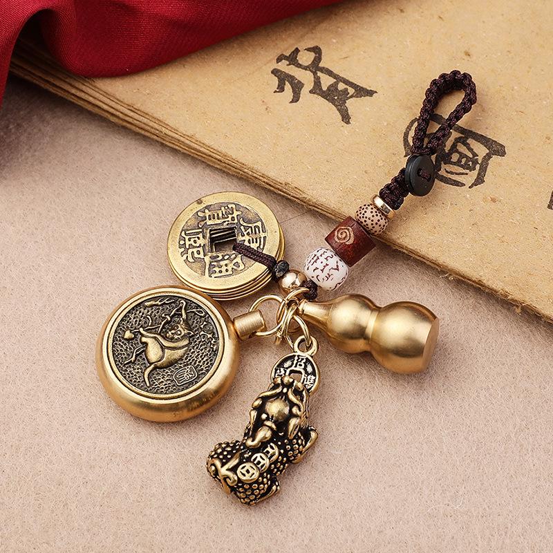 Zodiac Five Emperors Coins Keychain Pendant Ornament