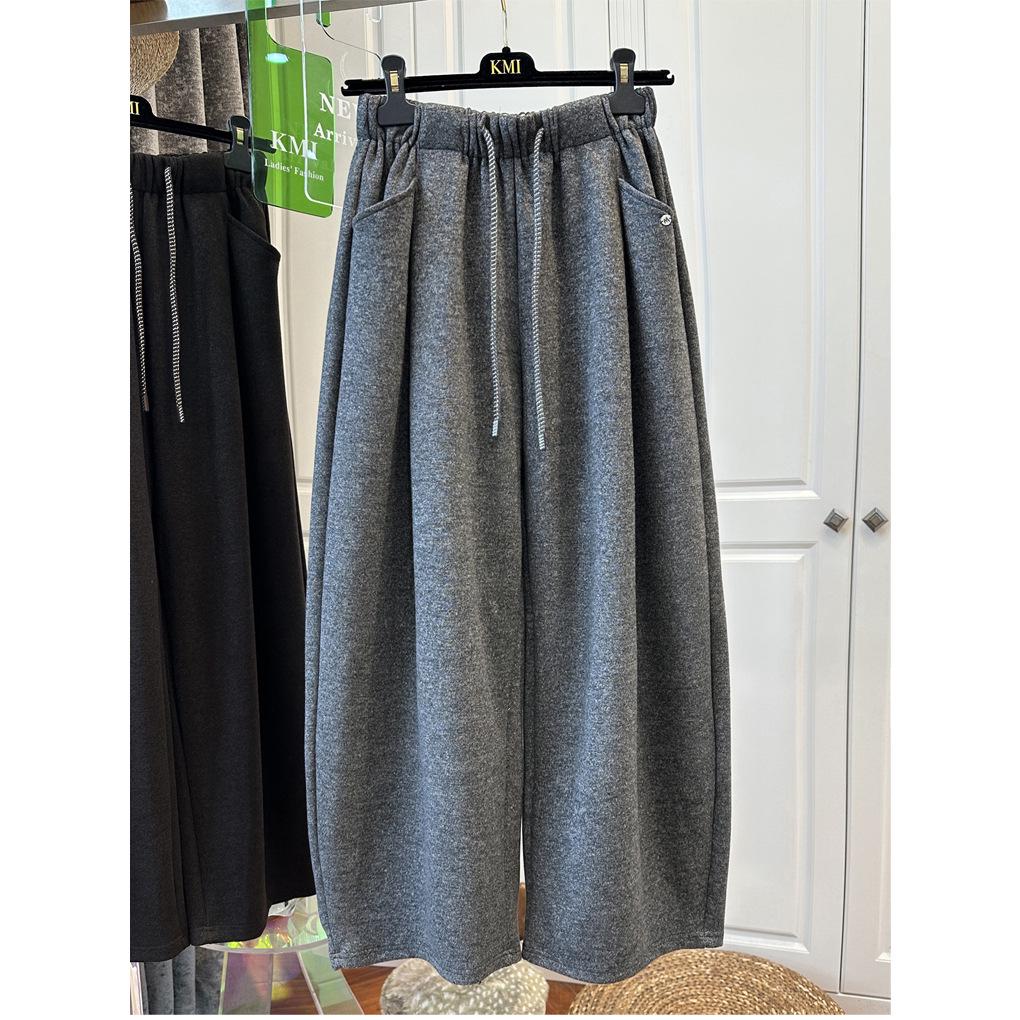 2025 Women s Retro French-British Style Wide-Leg Woolen Pants L