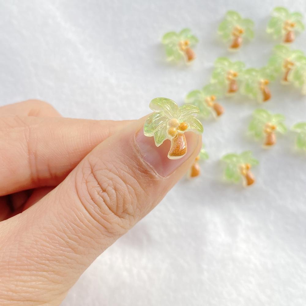30Pcs New Mixed Nail Art Resin Coconut Tree Designer Charms Rhinestones DIY Craft For Nail 3D Decorations