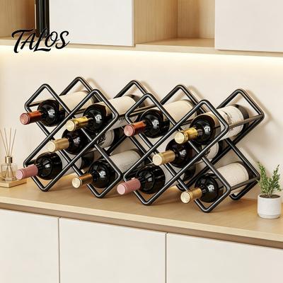 Freistehendes Weinregal 1/2 Stück Metallregal, Tischplatten-Mehrflaschenhalter Organizer Halter, Arbeitsplatten-Ausstellungsständer für Küche Bar Rot