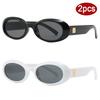 2Pcs Fashion Women Oval Sunglasses Luxury Thick Frame  Shades UV400 Men Punk Multi Color  Sun Glasses Outdoor Cycling Goggles