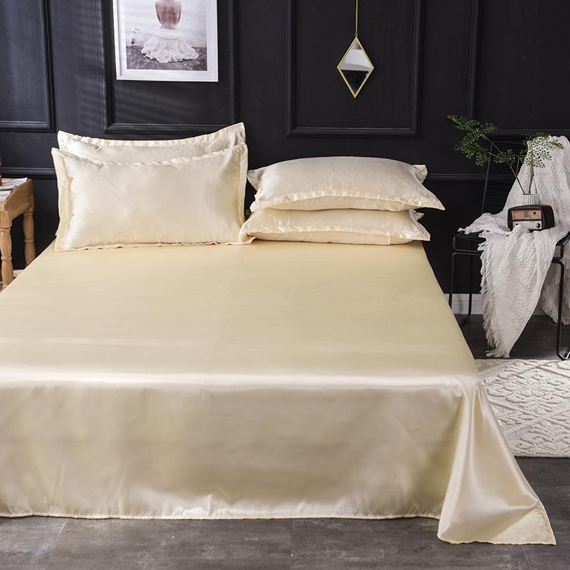 1pc Flat Bed Sheet Silky Bedsheets Solid Color Bed Linen Smooth Flat Sheets Sabanas Para Cama Home Textile Bed Sheets