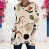 Women Plus Size Round Neck Long Sleeve Geometric Printed Loose Longline T Shirt With Pockets