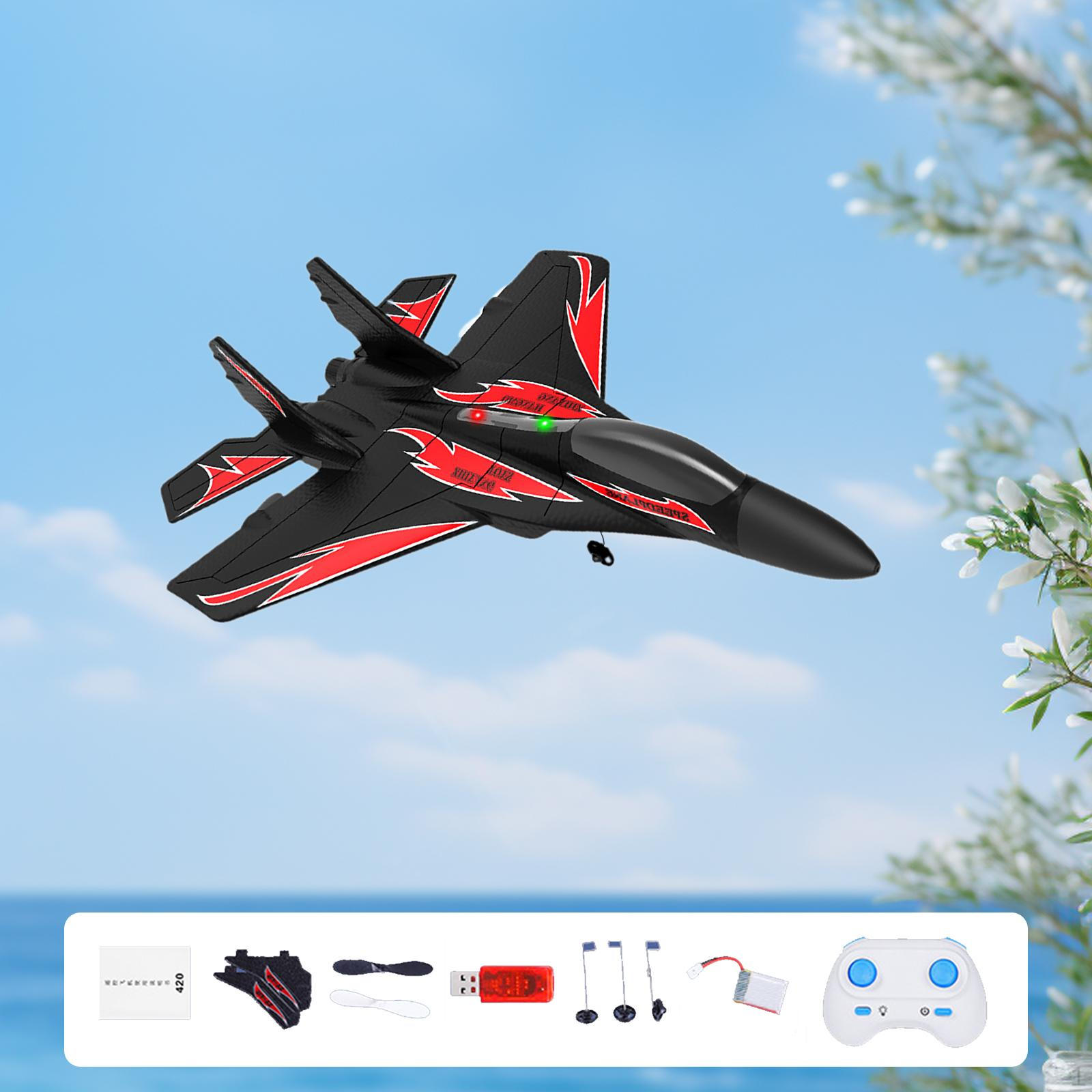 

Комбінований набір радіоуправляного літака та планера для пригод на природі чорний