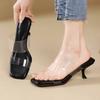 Krazing Pot Mules Microfiber Peep Toe Stiletto Thin High Heels Summer Shoes Size 44 Size 43 Women Sandals
