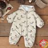 Embroidered Dog Pattern Winter Rompers - Thick Warm Cotton Jumpsuit for Babies & Toddlers - Newborn Cold Protection Clothing