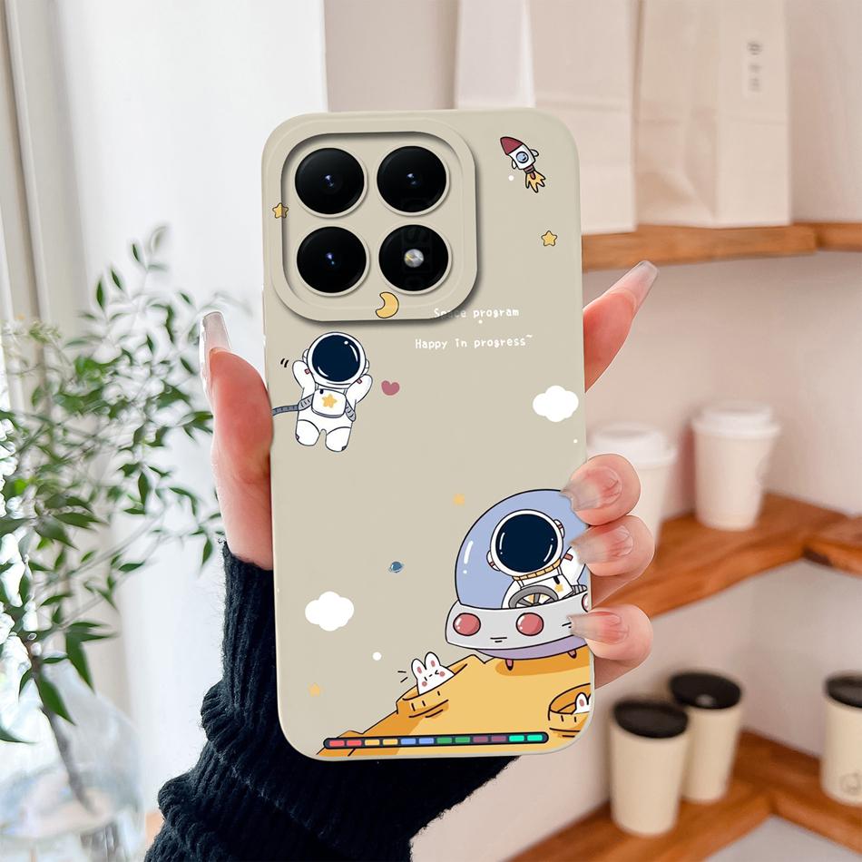 For Xiaomi 15T Pro Phone Case For Xiaomi 17 Pro Max Cute Astronaut Funda For Xiaomi15T Soft Liquid Silicone Durable Back Covers