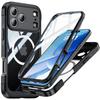 For iPhone 17 Pro Max Magnetic Case PC+TPU Phone Cover with Tempered Glass Screen Film