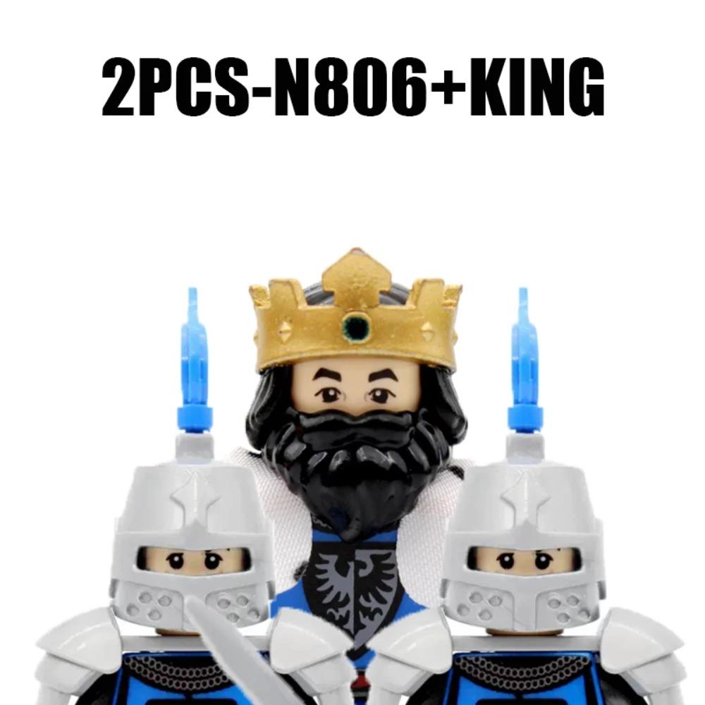 MOC Re Medievale Blocchi da Costruzione Esercito Castello Corvo Leone Rosso Aquila Nera Cavaliere Soldato Figure Spade Scudo Armi Mattoncini Giocattoli