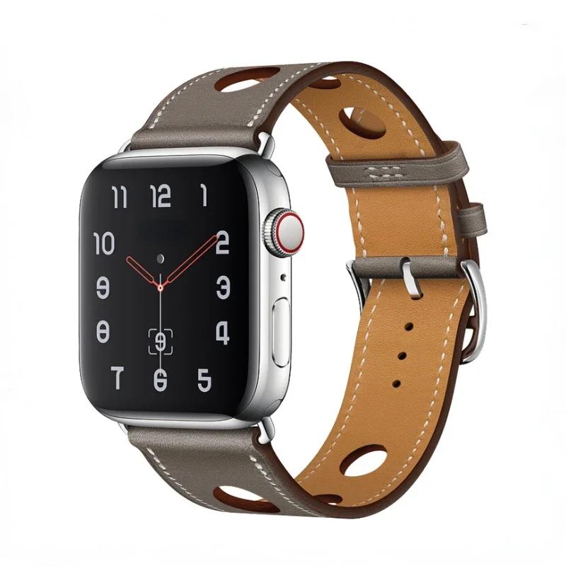 Genuine Leather Bracelet Strap For Apple Watch Band 45mm 49mm 41mm 44mm 42mm 46mm Leather Wristband iWatch Ultra 11 10 9 8 7 6 5