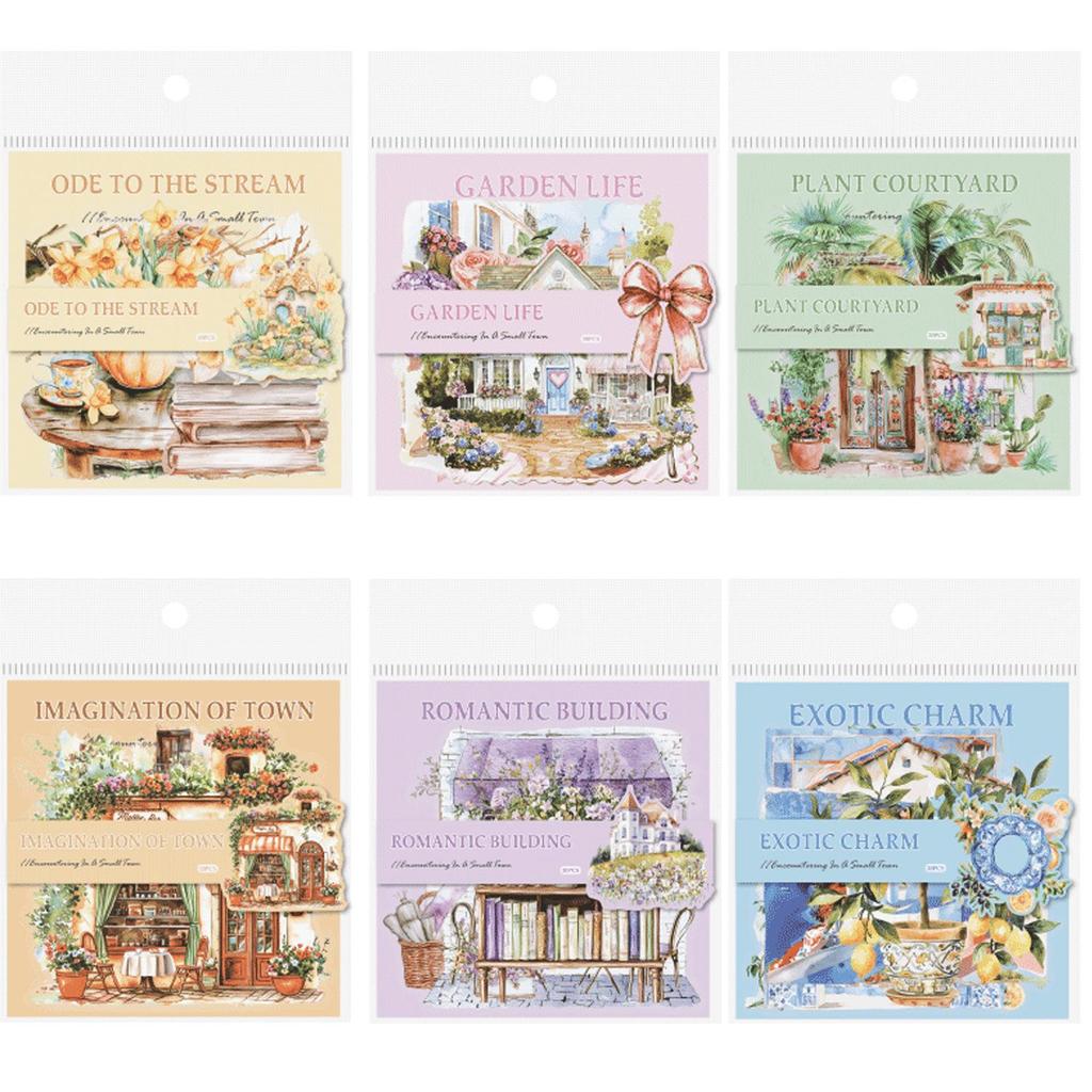 Retro Street Scene Journal Stickers - Gugu Forest Series (20 Sheets)