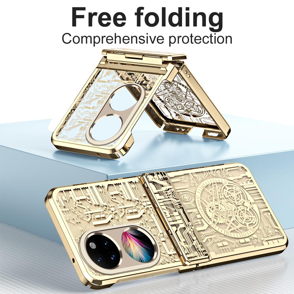 For Huawei P50 Pocket 5G case Mechanical Legend Plating Case for Huawei P50 Pocket Hinge Folding Full protective Phone Cover