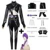 Kpop Demons Hunters Rumi Cosplay Costume Wig Black Leather Battle Suit Adult Women Coat Pants Belt Gloves Halloween Party