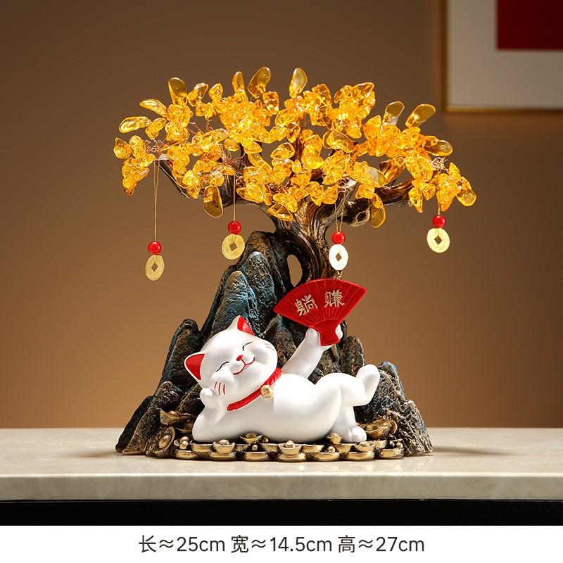 Resin Lucky Cat Figurine Decor Living Room TV Cabinet Entryway Home Decoration Modern Minimalist Housewarming Gift