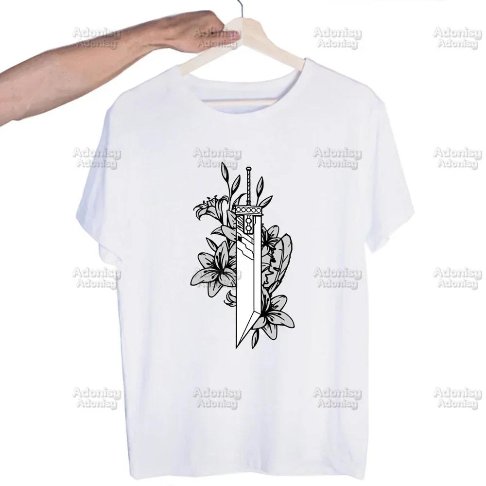 Final Fantasy 7 Fan Art Harajuku Men's Tshirt Printed Unisex Short Sleeve T-shirt Cool Cartoon Casual Male Streetwear Tops