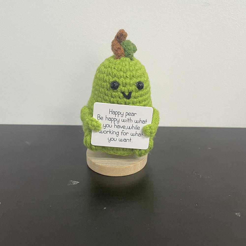 New Handmade Knitting Panda Doll With Card Ornament Home Decoration Mini Funny Positive Potatoes Room Decor Christams Gifts