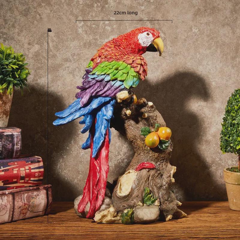 Nordic Pastoral Style Parrot Ornaments - Creative Bird Models for Living Room, Wine Cabinet, TV Stand, and Entryway Decor.