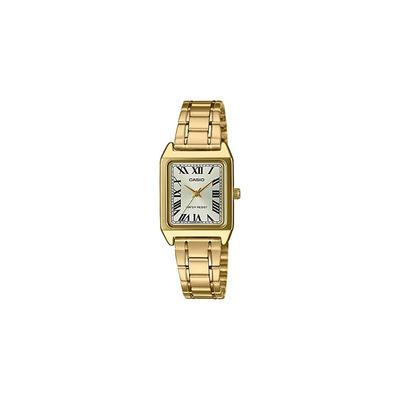 Casio LTP-V007G-9B Women's Rectangular Gold Tone Stainless Steel Dress Watch with Roman Dial