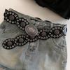 Curea de piele vintage western pentru cowgirl cu cataramă metalică pentru rochii boho