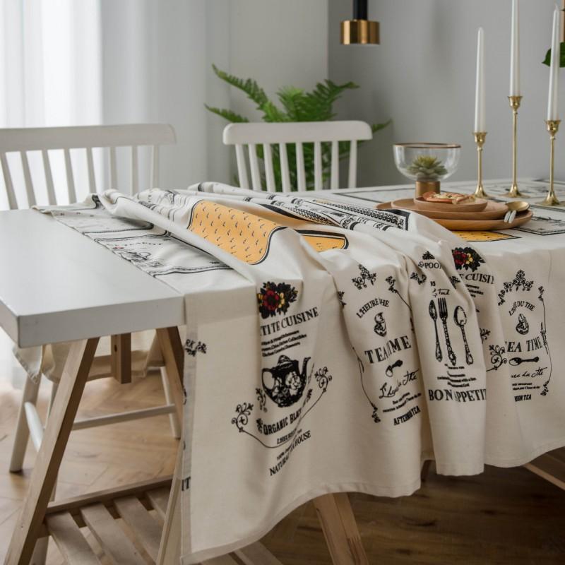 Linen Look Tablecloth Living Room Coffee Table Dining Rectangular Cotton Blend Dustproof Decorative Home Use