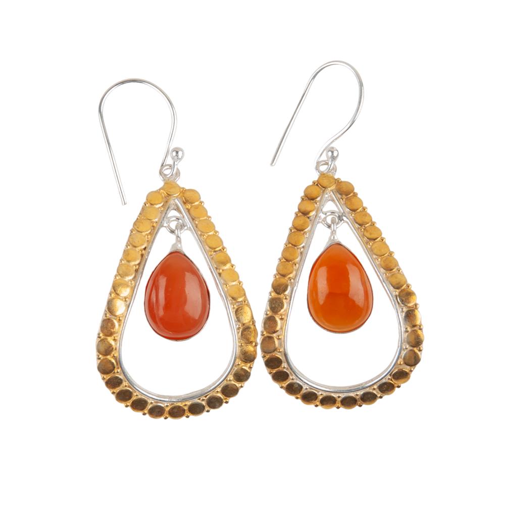 Rare Carnelian Gemstone 925 Sterling Silver Jewelry Handmade Hook Earrings 2.27" EE-82-21