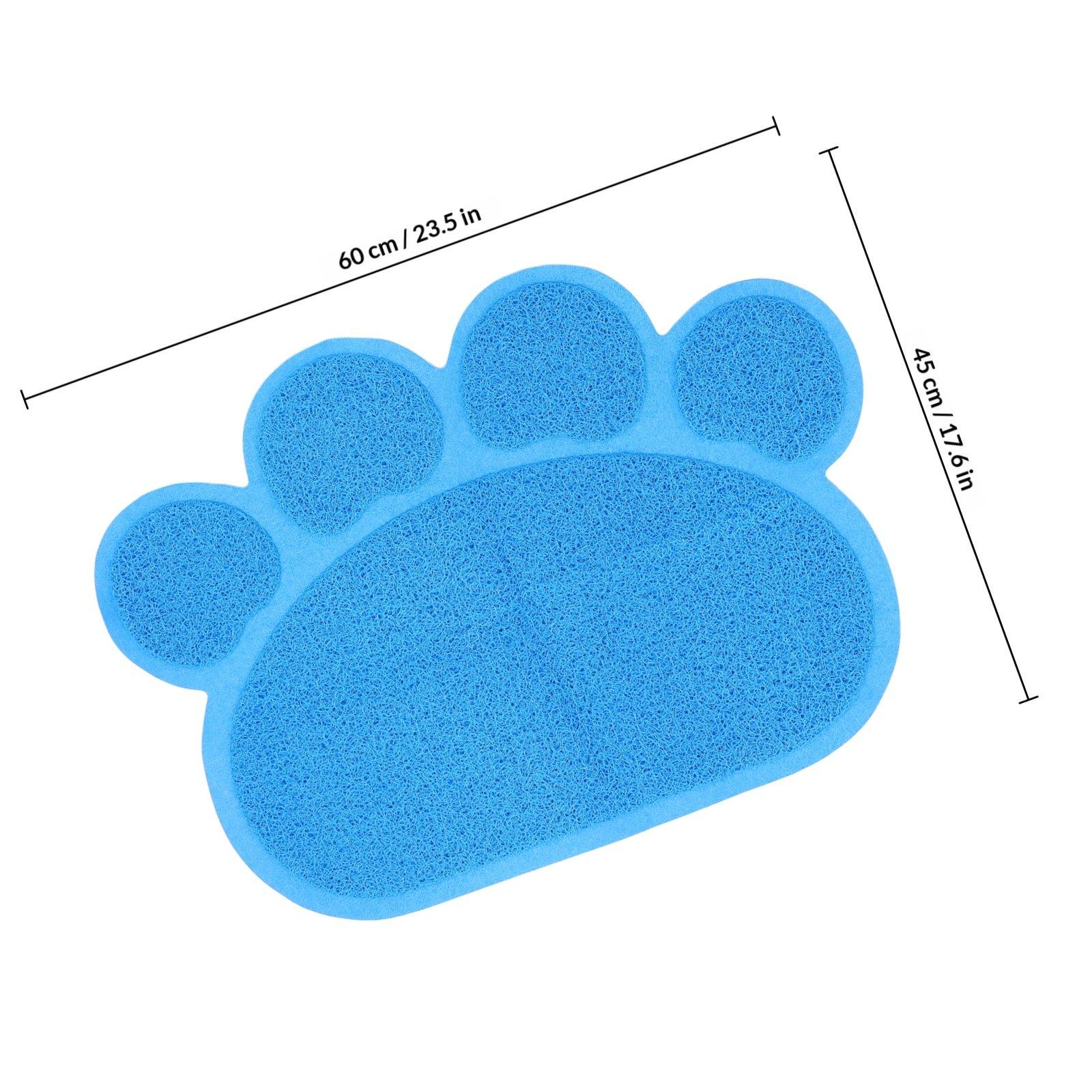Grey Paw-Shaped Cat Litter Mat Non-Slip Leakproof Floor Protector Washable Feeding Tray Litter Box Catcher Mat