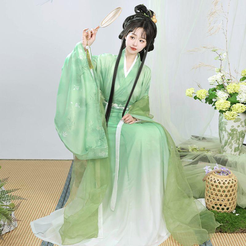 Chinese Wei And Jin Dynasty Style Hanfu, Waist-length Top And One-piece Skirt Women's Suit
