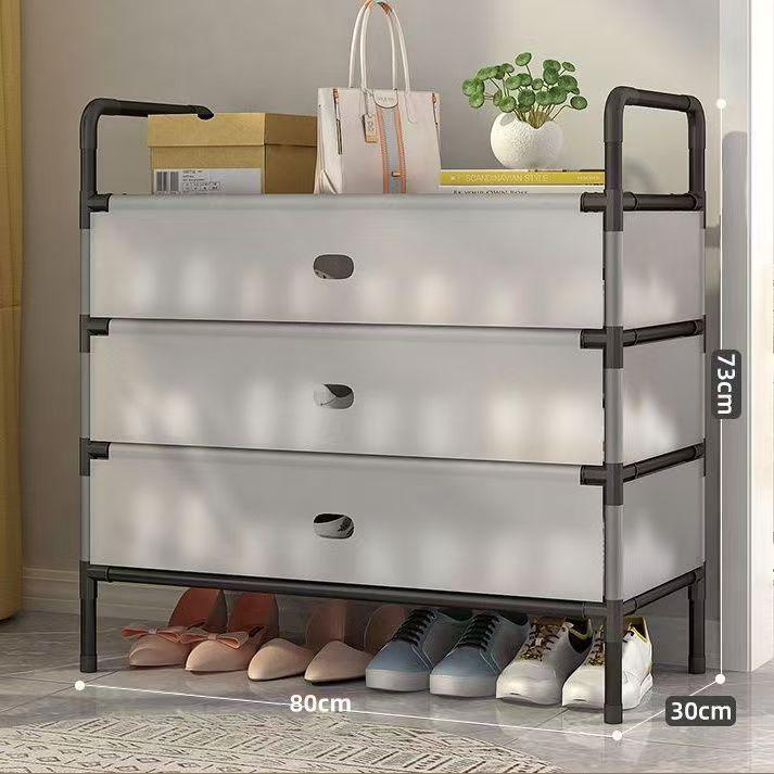 Sturdy Dustproof Multi-Layer Shoe Rack: Durable, Thickened, Large Capacity Storage Cabinet for Dorm or Rental Room.