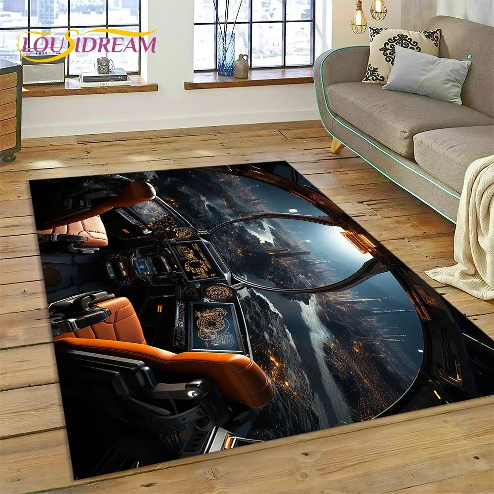 Aircraft Control Cockpit Cabin Spacecraft Dashboard Carpet Rug for Bedroom Living Room Sofa Decoration,Kid Large Decor Floor Mat
