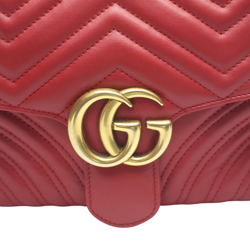 GUCCI GG Marmont cross body sling bag Cowhide Red Women 498100 Used