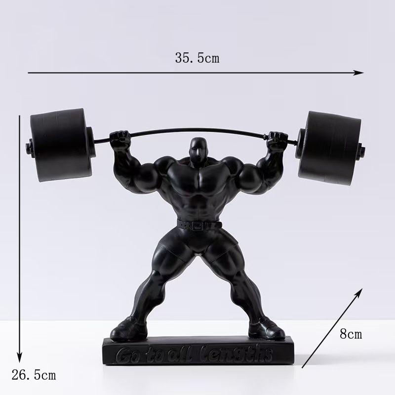 Muscle Man Weightlifting Bodybuilding Strongman Statue Resin Decoration Home Room Sculpture Ornaments Sports Gym Figurine Crafts