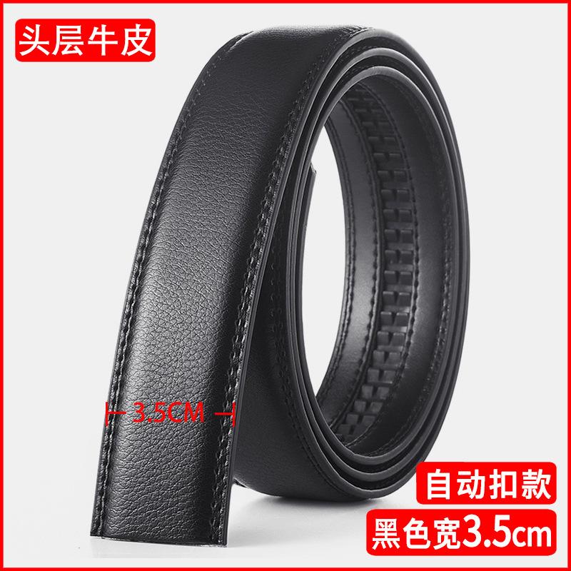 Belt Men'S Genuine Leather Does Not Take The Lead, Automatic Buckle Men'S Belt Cowhide Green Headless Belt Body Trendy Light Person Without Buckle