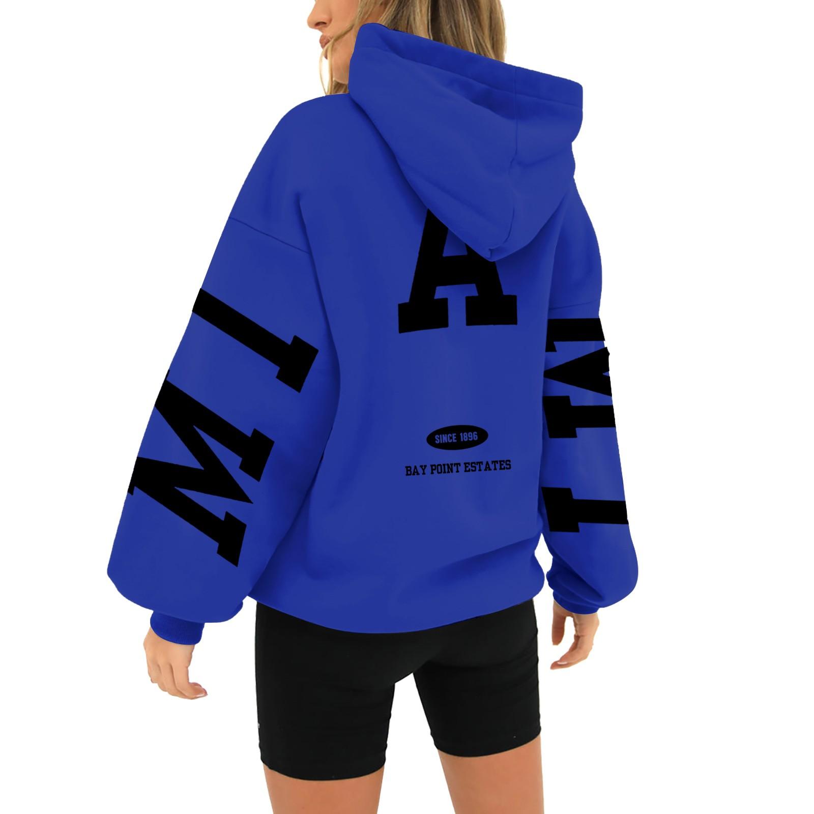 

Женский спортивный костюм с принтом букв, повседневная толстовка с капюшоном и длинными рукавами XXXL синий