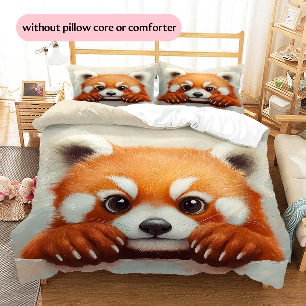 Rood Panda Patroon Beddengoed Huisdecoratie Verjaardagscadeau (1 dekbedovertrek + 2 kussenslopen, zonder binnenkussen)