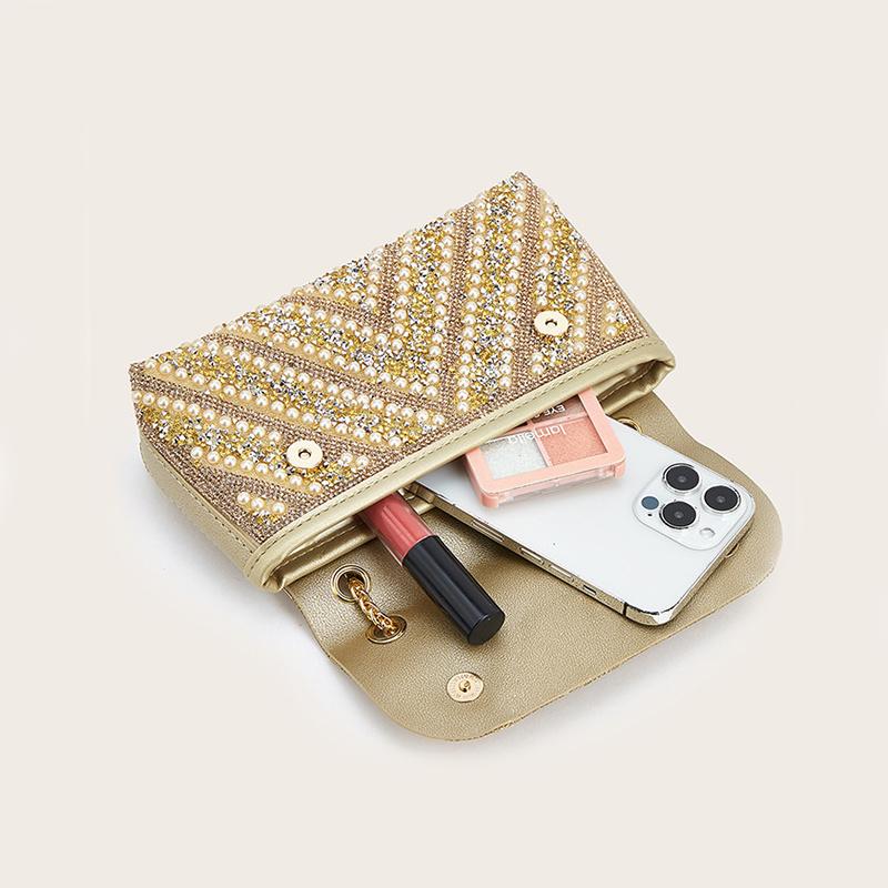 Yogodlns Women Handmade Pearl Clutch Purse Beaded Envelope Evening Handbag Purse for Party Chain Shoulder Crossbody Bags
