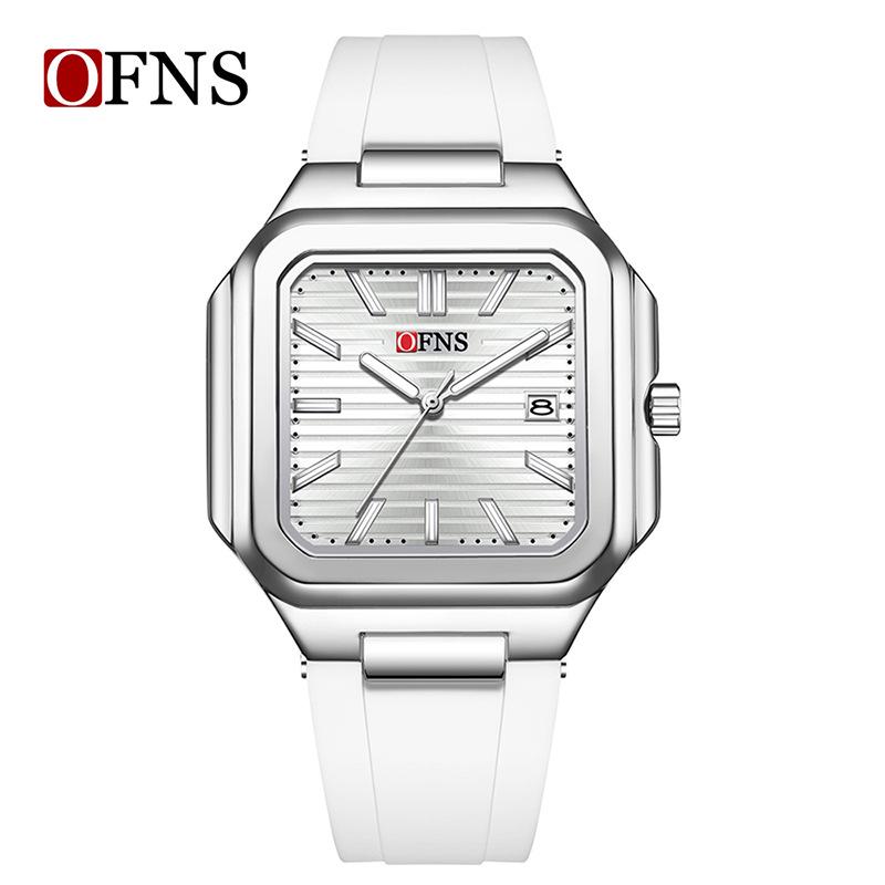 Мужские светящиеся квадратные кварцевые часы Oufanni - Водонепроницаемые, Модные, Классические, с одним календарем.