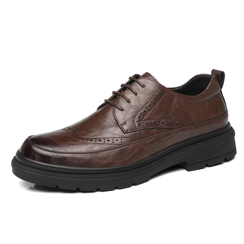 Fashion 2024 Natural Leather Hot Sale Men's Shoes Summer Fashion Trend Comfortable High Quality Thick Bottom Outdoor Brock Man Shoes