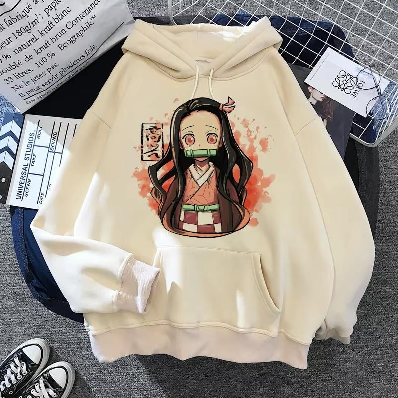 Hot Anime Hoodies Unisex Kamado Tanjirou Kama Anime Y2k Casual Hooded Sweatshirt Harajuku Cartoon Manga Khaki Pullovers Tops