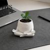 Desktop Decorative Flower Pot Sit In Meditation Planter, Cute Zen Pot, 3D Printed Small Creative Plant for Windowsill Figure Succulents Cacti,
