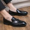 Fashion Men Formal Leather Shoes British Tassels Loafers Pointed Toe Dress Non-Slip Business Casual Red Wedding Office Shoes
